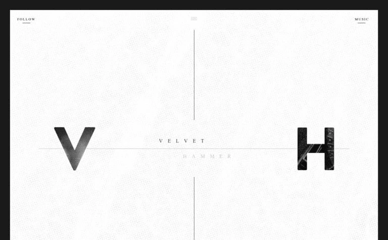 Minimalism and white space are on full display in this Velvet Hammer site.