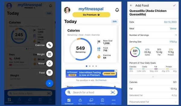 MyFitnessPal interface