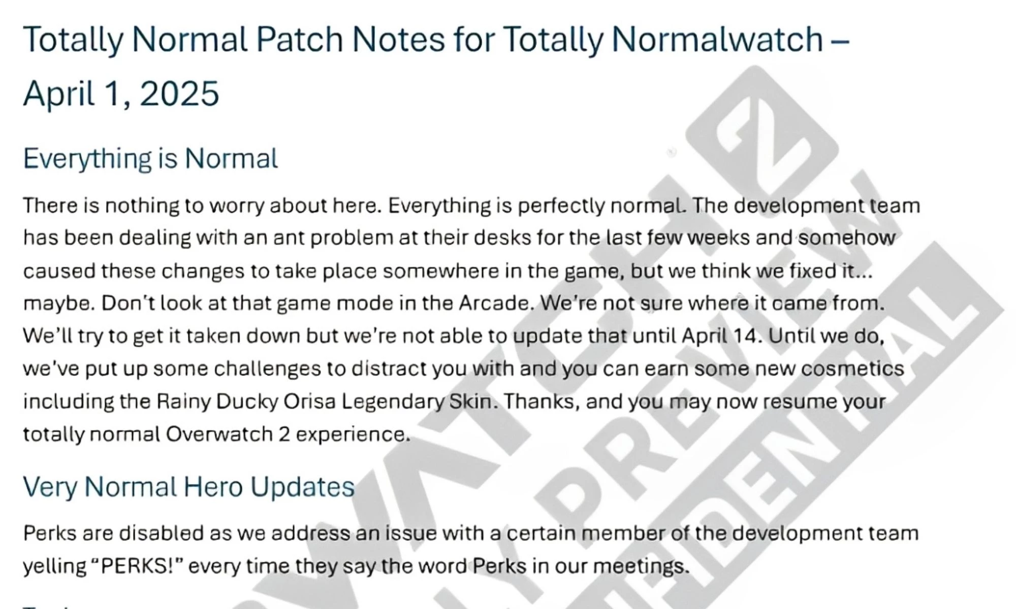 Blizzard Entertainment’s April Fools’ Press Release | Source: Blizzard Entertainment
