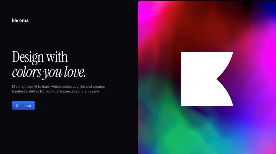 Screenshot of Khroma homepage