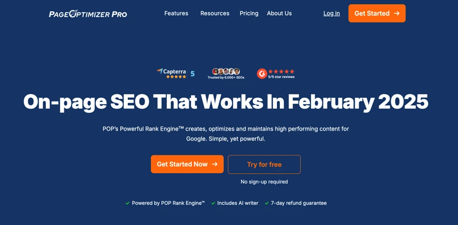 Screenshot of Page Optimizer Pro homepage