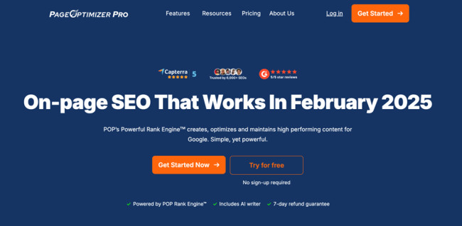 Screenshot of Page Optimizer Pro homepage