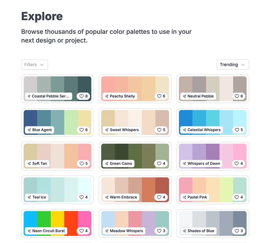 Screenshot of Color Magic App homepage