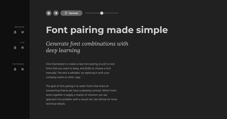 Screenshot of Fontjoy homepage