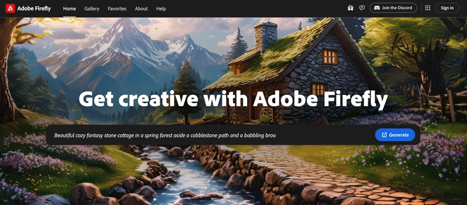 Screenshot of Adobe Firefly homepage
