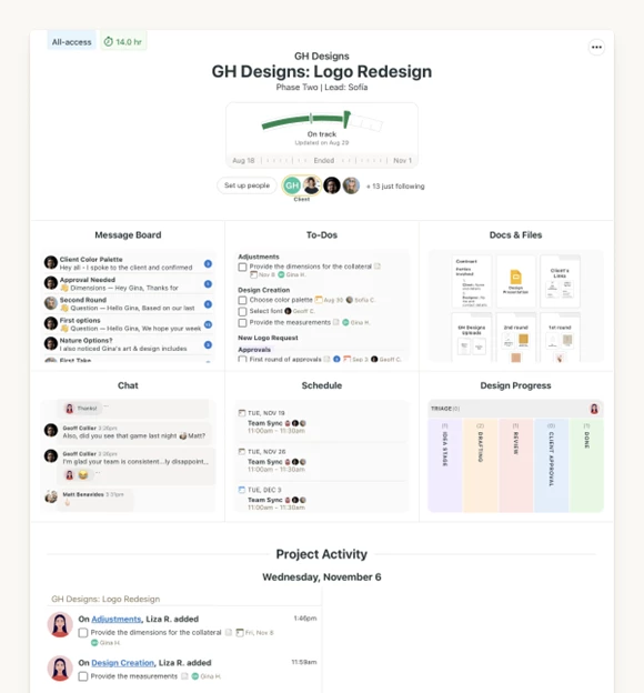 Basecamp Web Design Project Management Software