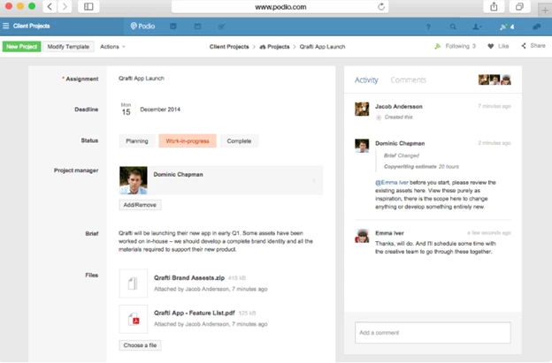 Podio Web Design Project Management Software