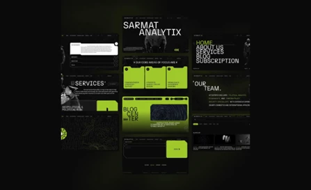 Sarmat dark themed website landing page