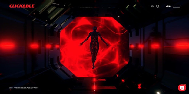 Clickable dark themed website landing page