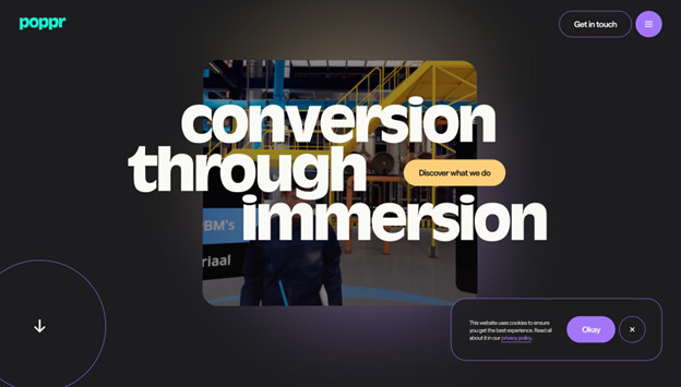 Poppr dark themed website landing page