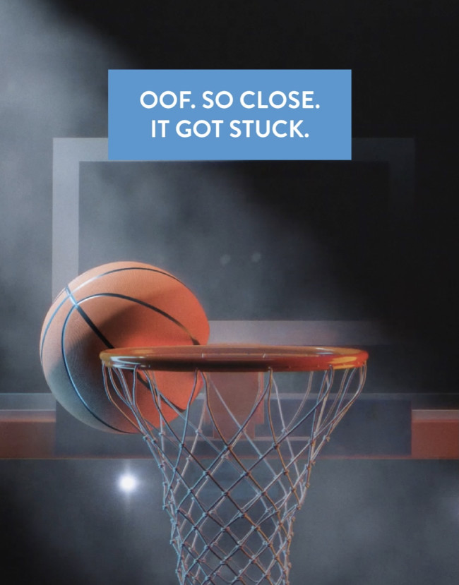 A Ball Stuck in Between the Hoop and the Board A Ball Stuck in Between the Hoop and the Board