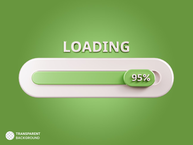 A digital loading bar stuck at 95%, symbolizing delayed product development.