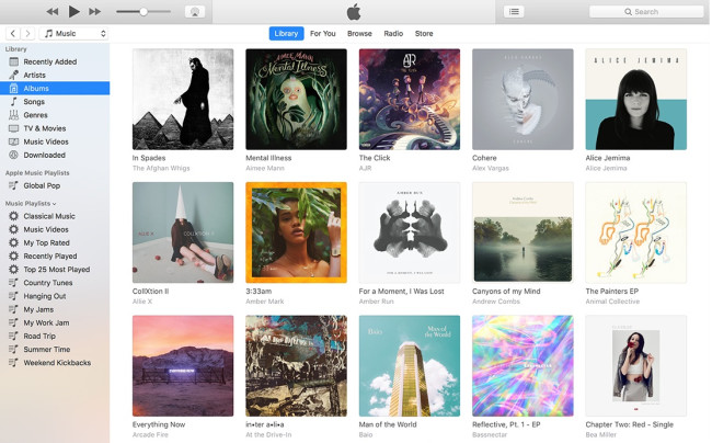 iTunes dashboard