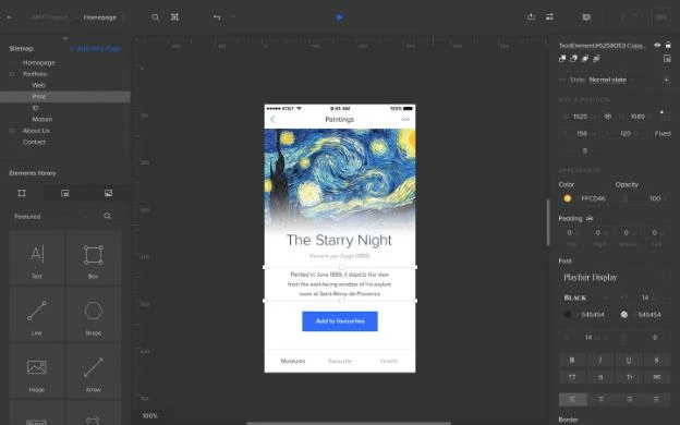 Screenshot of UXPin's workspace