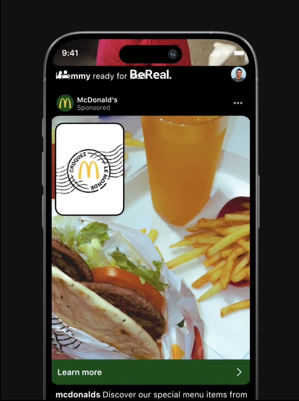 A Sample Ad Placement on BeReal | Source: BeReal