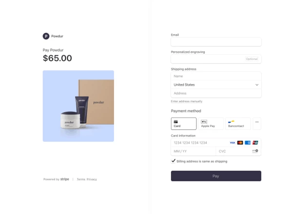 Stripe's payment form page