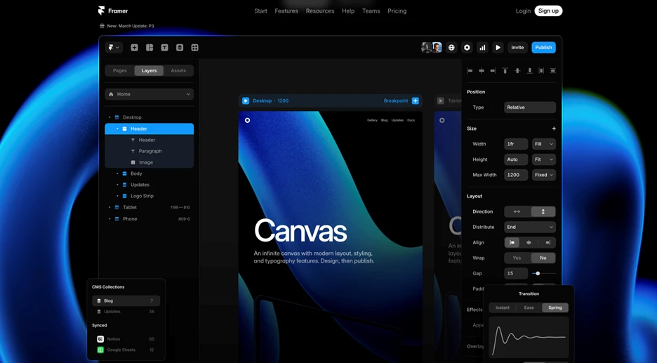 Framer's interface