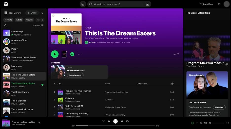 Spotify's playlist interface