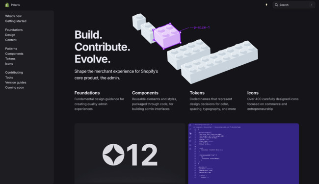 Shopify Polaris landing page
