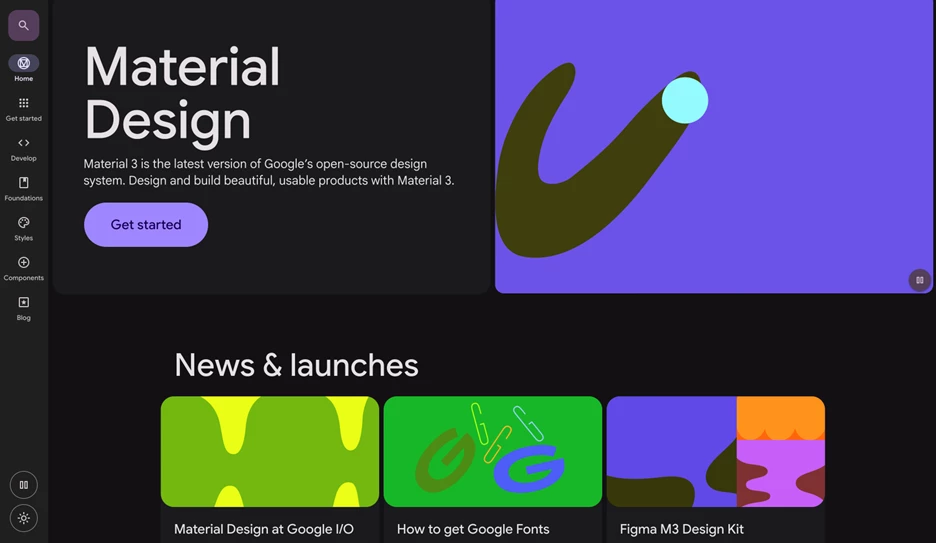 Google Material Design System landing page