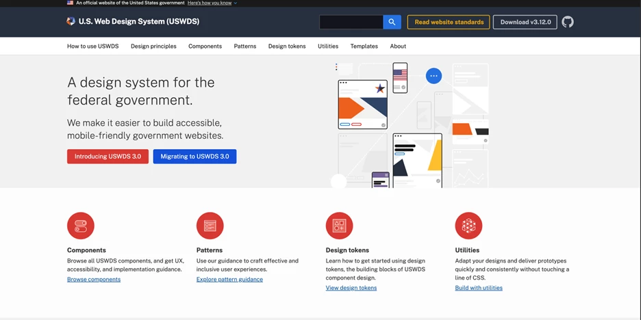 US Web Design System landing page