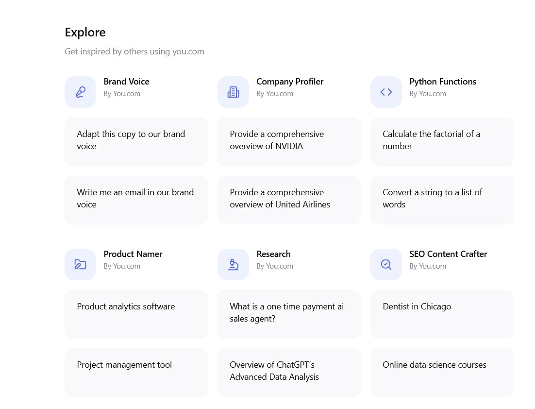 Use case examples for You.com