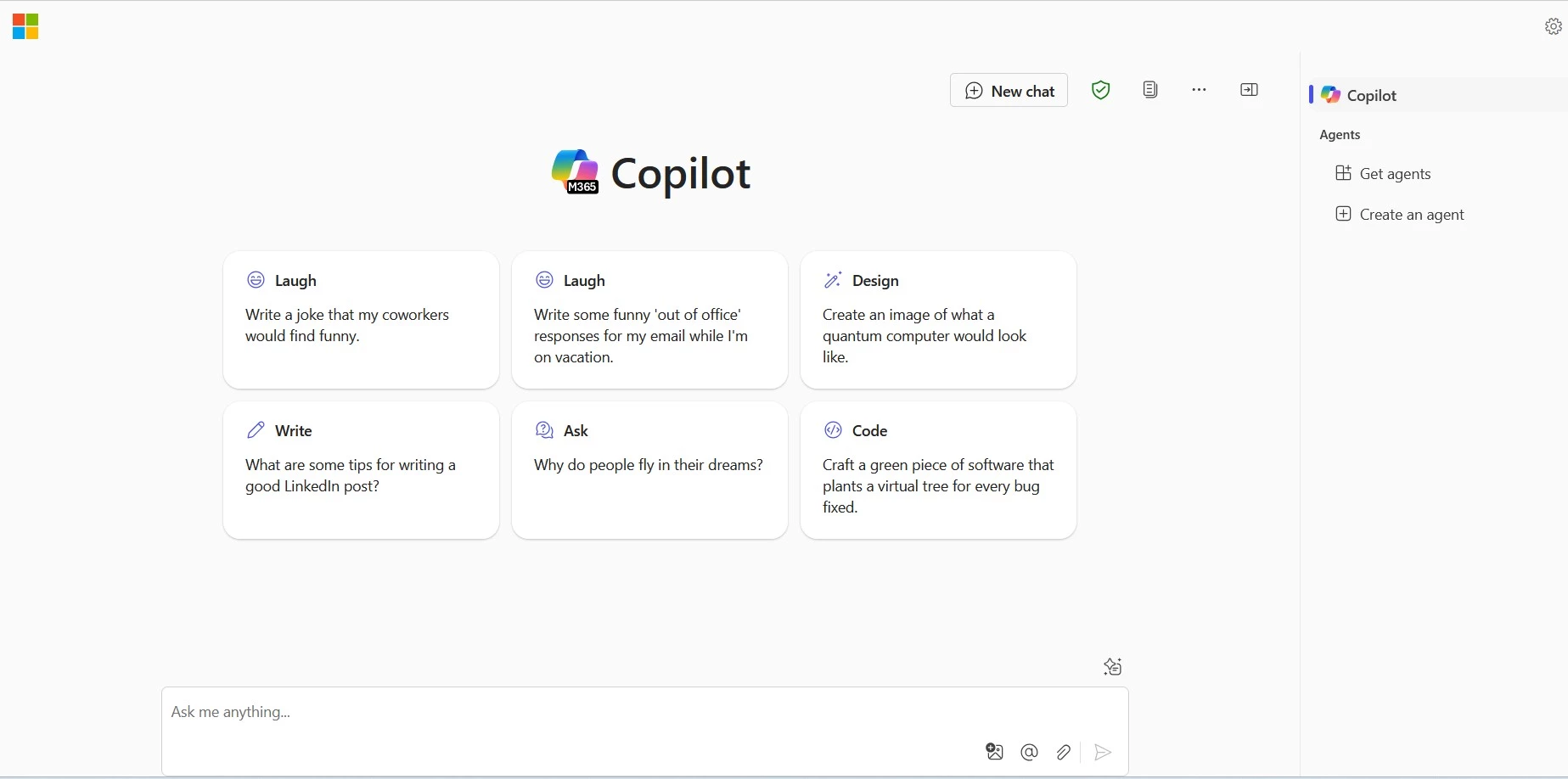 Copilot chat interface