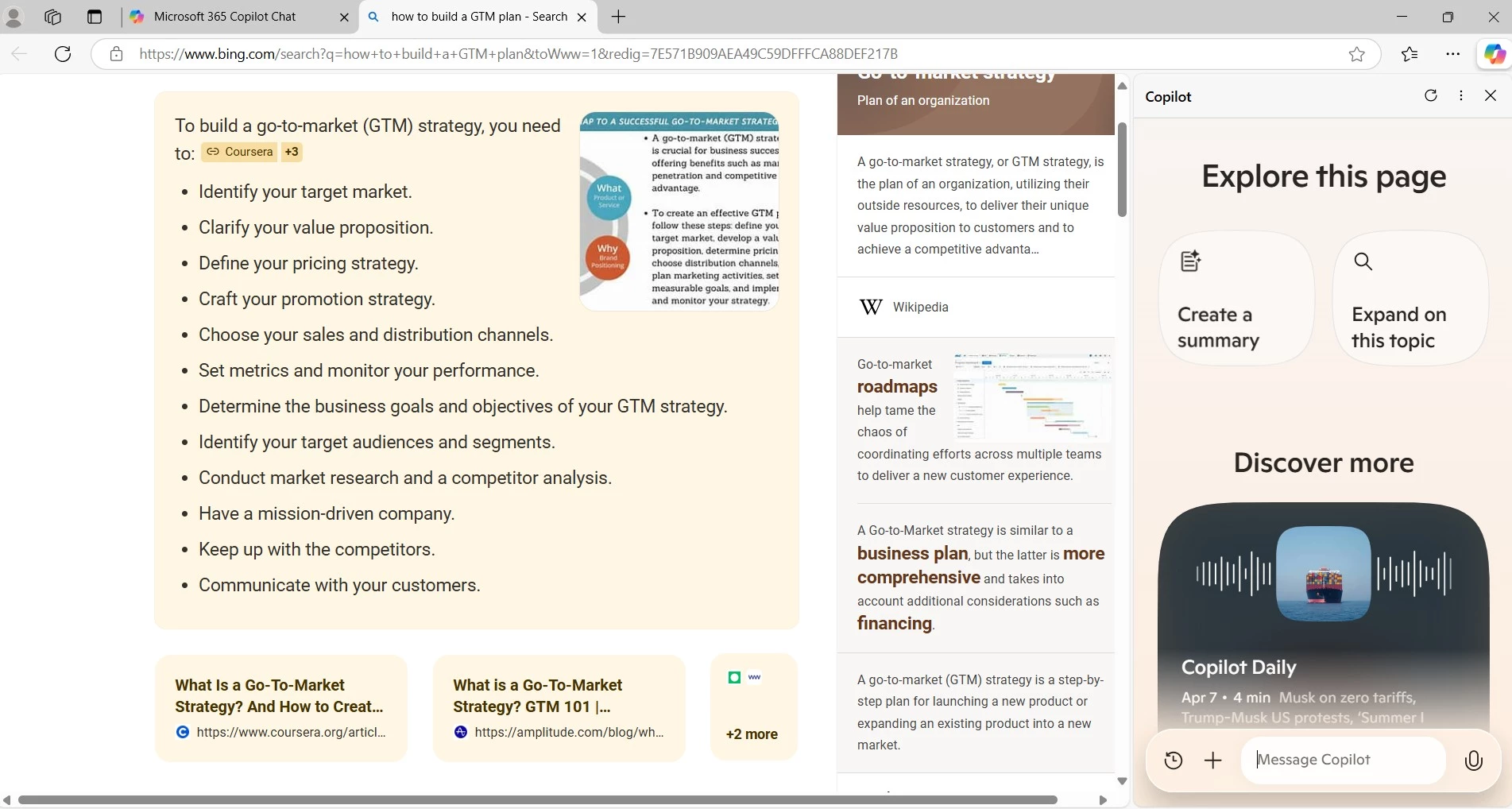 Edge browser window with Copilot panel.