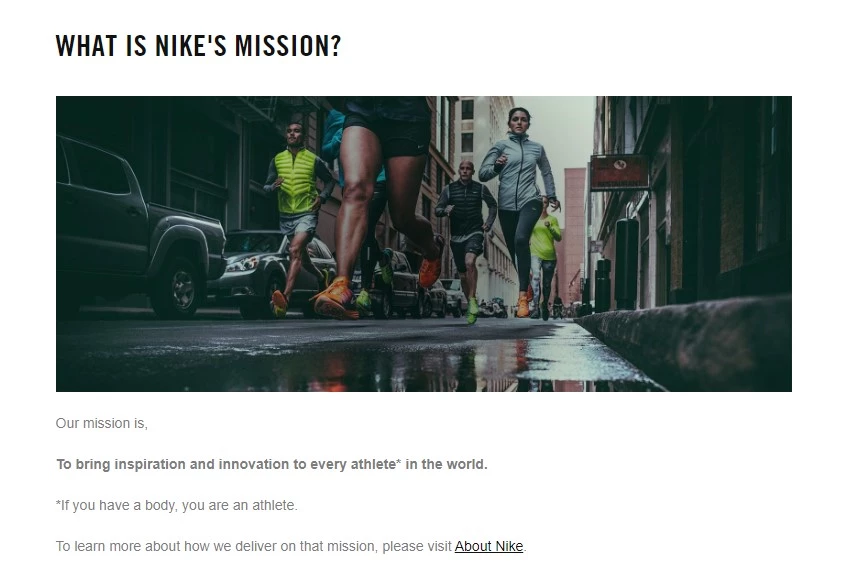 Nike's mission Nike's mission