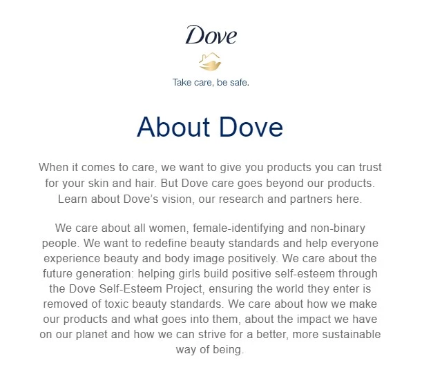 Dove's brand voice Dove's brand voice