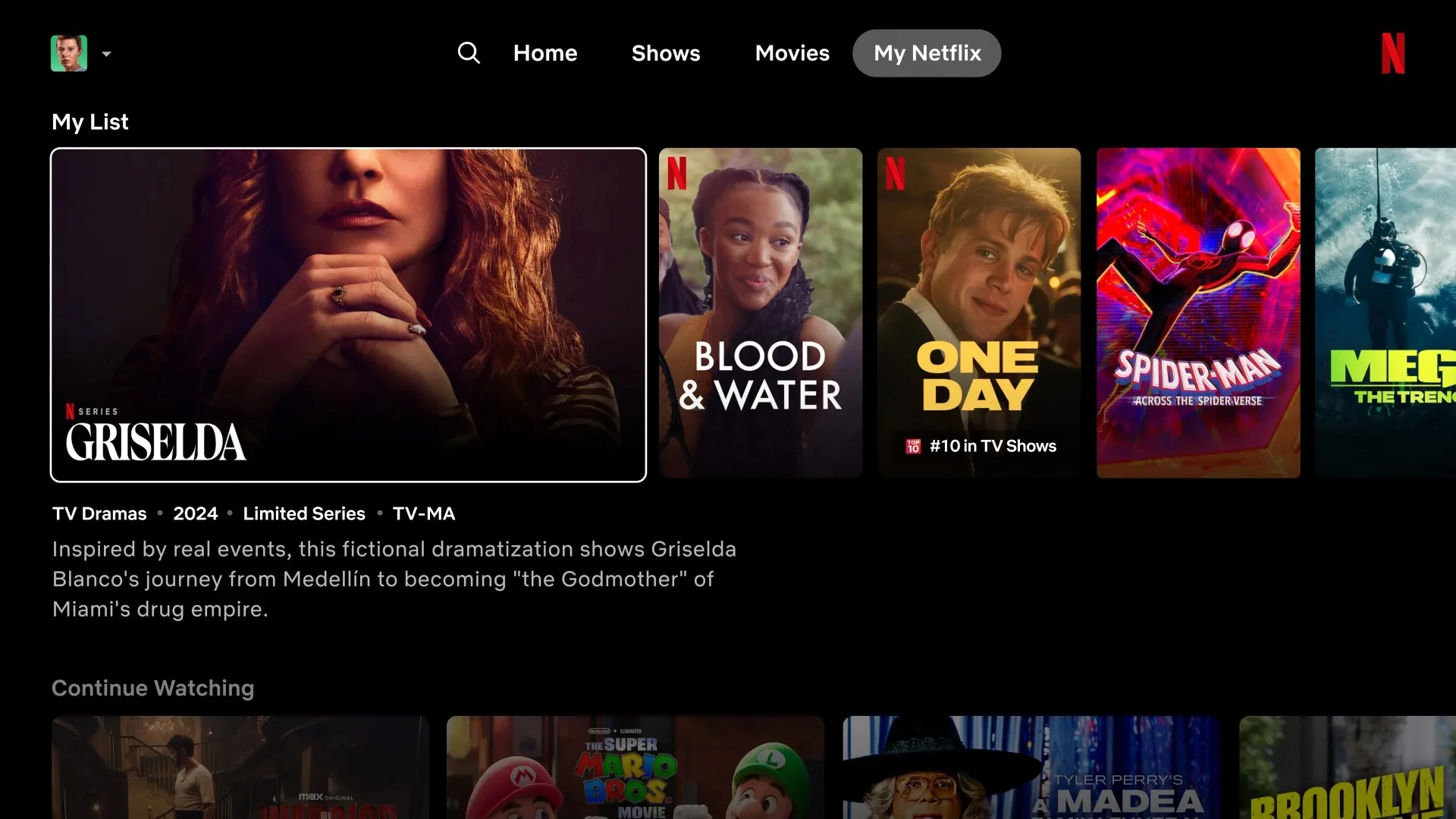 Netflix homepage