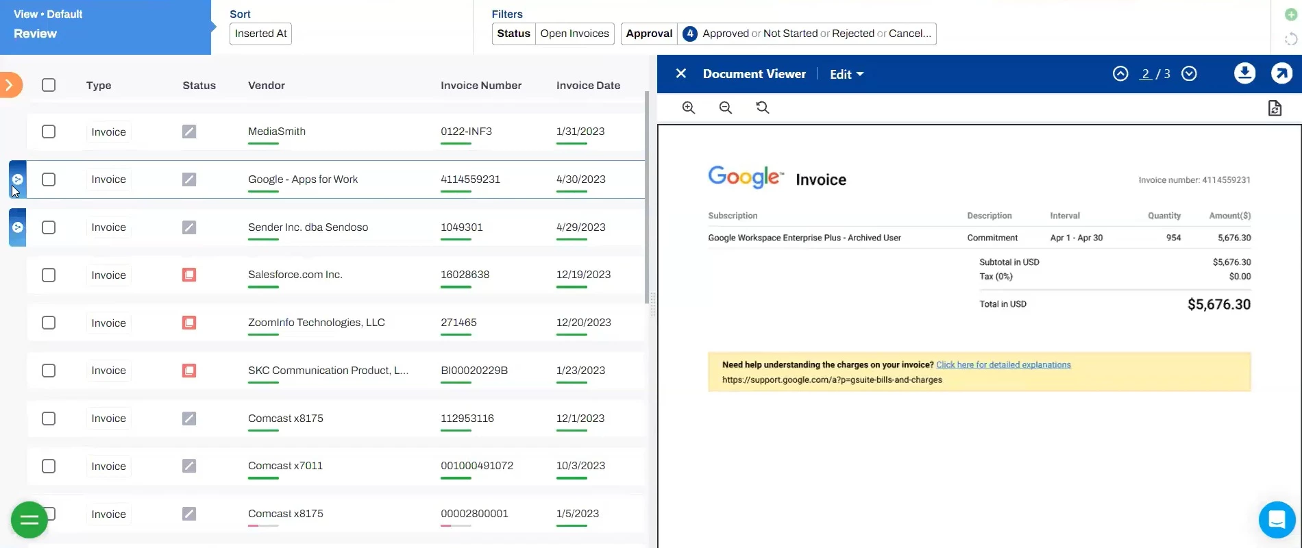Vic.AI invoice processing
