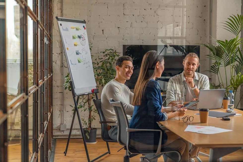 A branding agency in Illinois having a meeting