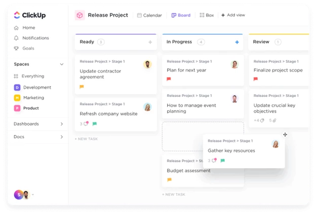 Example of ClickUp web design project management template