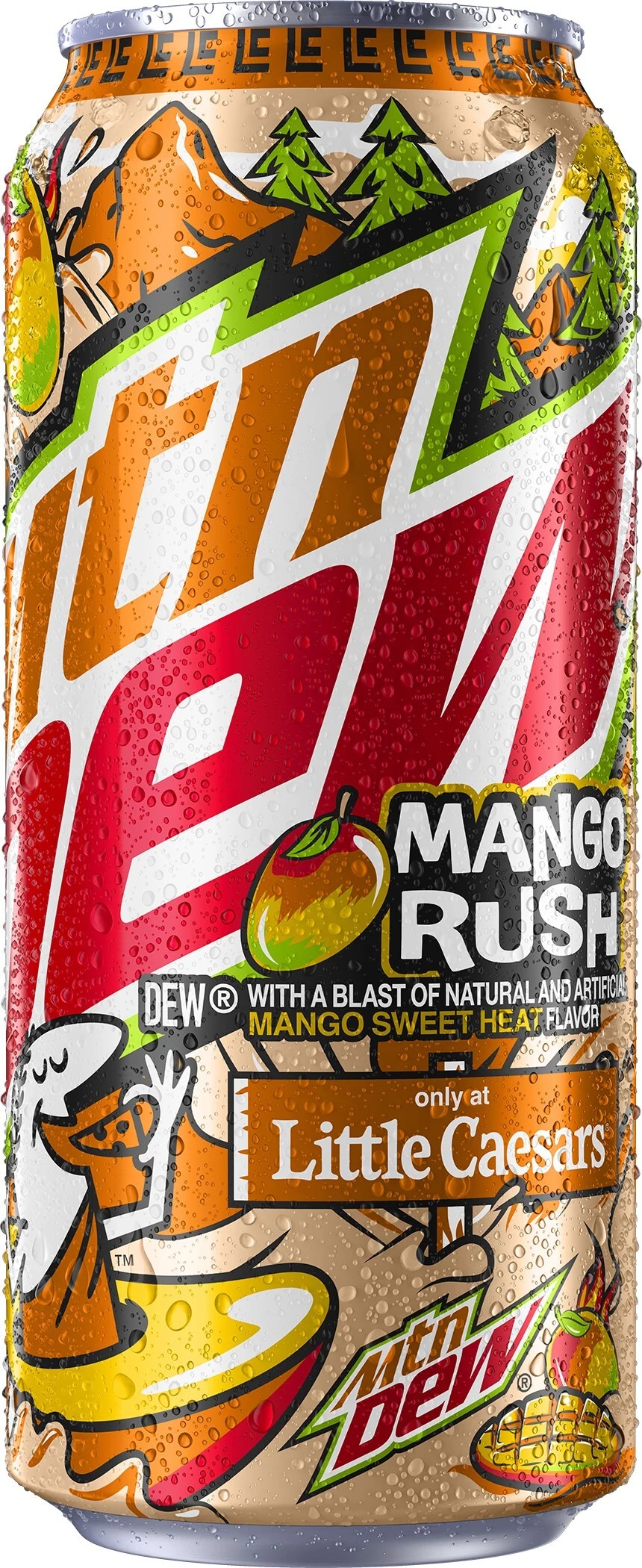 A can of Mountain Dew Mango Rush