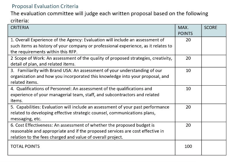 RFP evaluation criteria