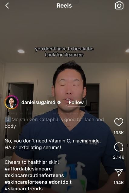 Instagram post example with hashtags.