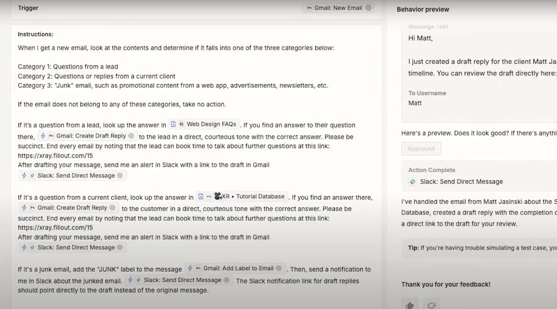 Zapier Agents’ advanced workflow