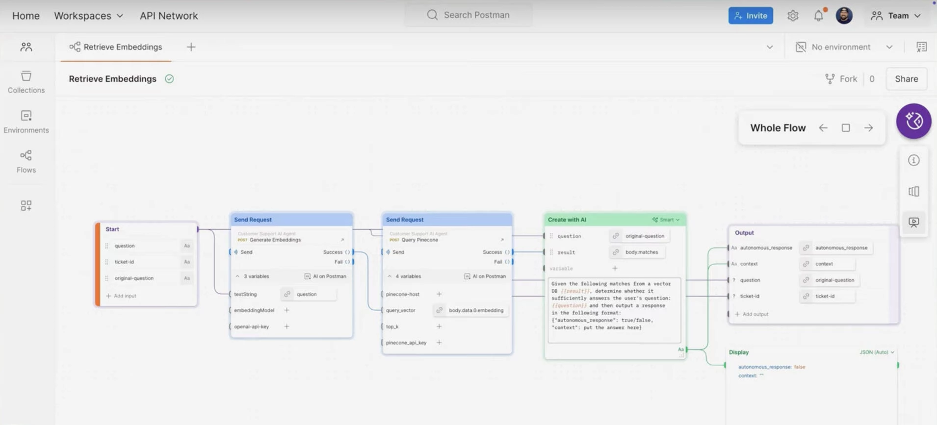 Postman AI Agent Builder workflow