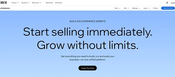 Wix home page