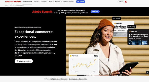 Adobe Commerce landing page