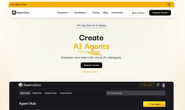 Home page of SwarmZero