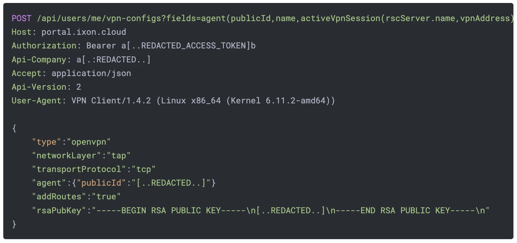 Local VPN Client Configuration Details Local VPN Client Configuration Details