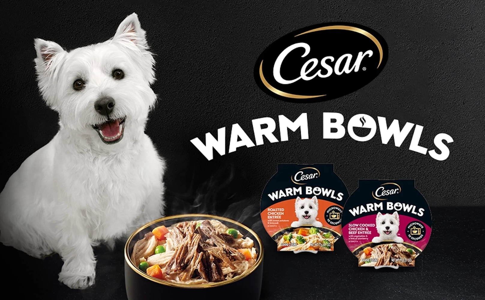 The newly launched CESAR Warm Bowls Wet Dog variations