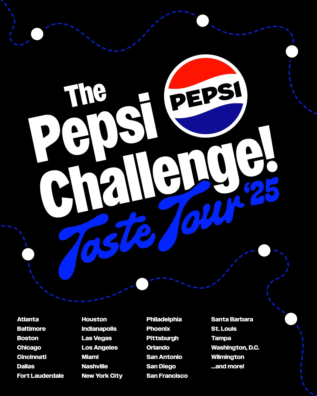 The cities that the Pepsi Challenge Taste Tour will visit this year