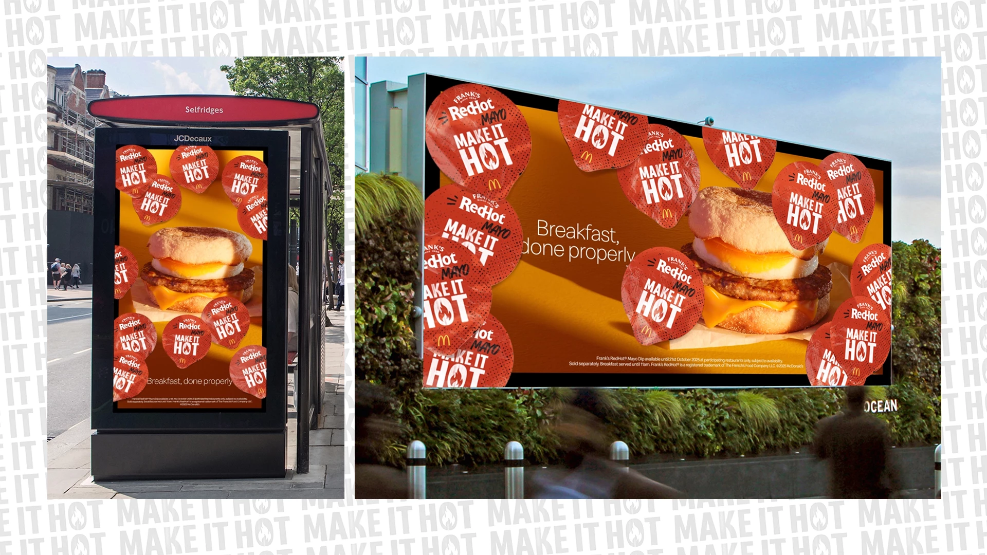 A DOOH Layout of Frank's RedHot Mayo Paired with McDonald's Breakfast