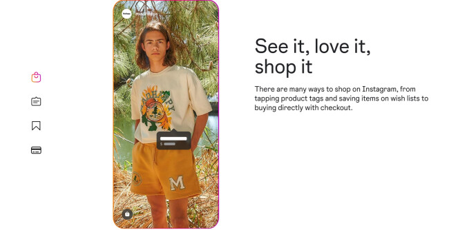 Instagram Shopping landing page