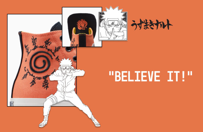 The design details of Naruto Uzumaki's Chuck Taylor All Star
