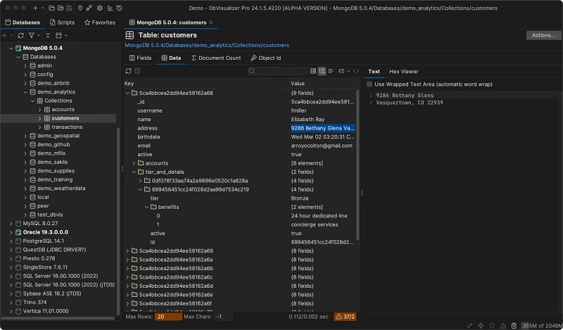 MongoDB interface