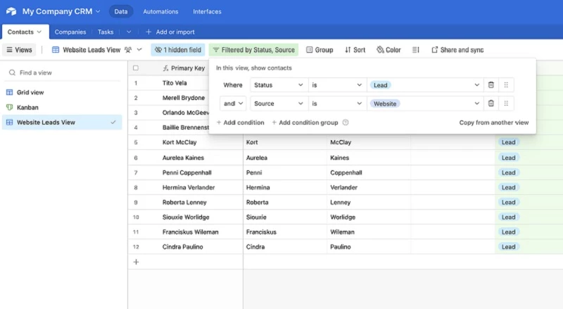 Airtable interface